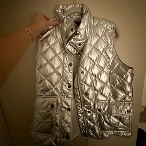 Talbots Shimmering Silver Quilted Vest